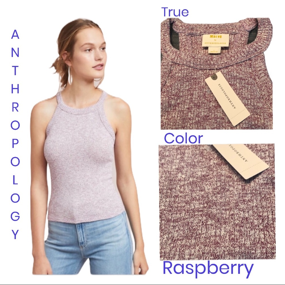 Mauve by Anthropology Marled Raspberry Harlan Tank
